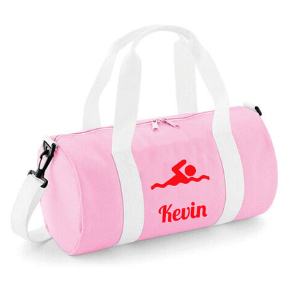Personalised Swimming Design Barrel Swim Sports Bag with Childs Name