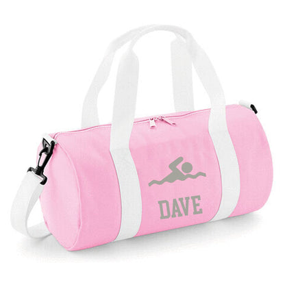 Personalised Swimming Design Barrel Swim Sports Bag with Childs Name