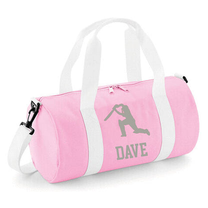Personalised Cricket Design Barrel Bag With Cricketers Name