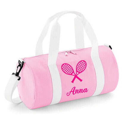 Personalised Tennis Design Barrel Sports Bag With Players Name
