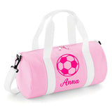Personalised Football Design Barrel Bag | Kids Sports Holdall with Name