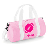Personalised Rugby Ball Barrel Bag | Kids Sports Holdall with Name