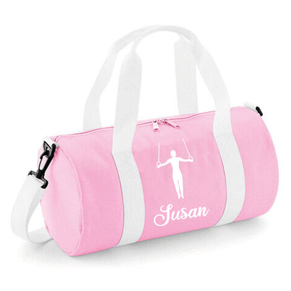 Personalised Gymnast Ring Design Barrel Sports Bag with Childs Name