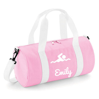 Personalised Swimming Design Barrel Swim Sports Bag with Childs Name