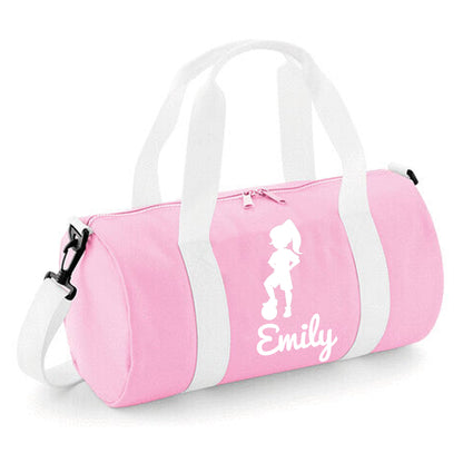 Personalised Girl Footballer Barrel Bag 12L - Lightweight Holdall for Kid