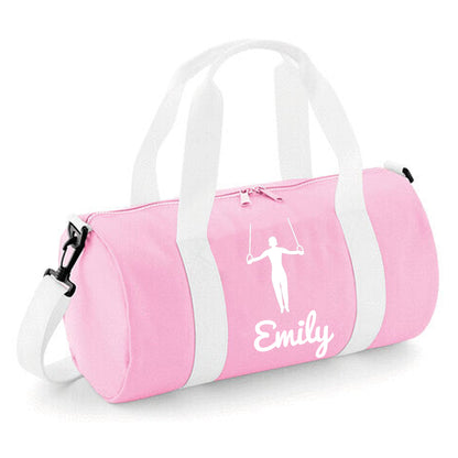 Personalised Gymnast Ring Design Barrel Sports Bag with Childs Name