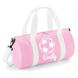 Personalised Football Design Barrel Bag | Kids Sports Holdall with Name