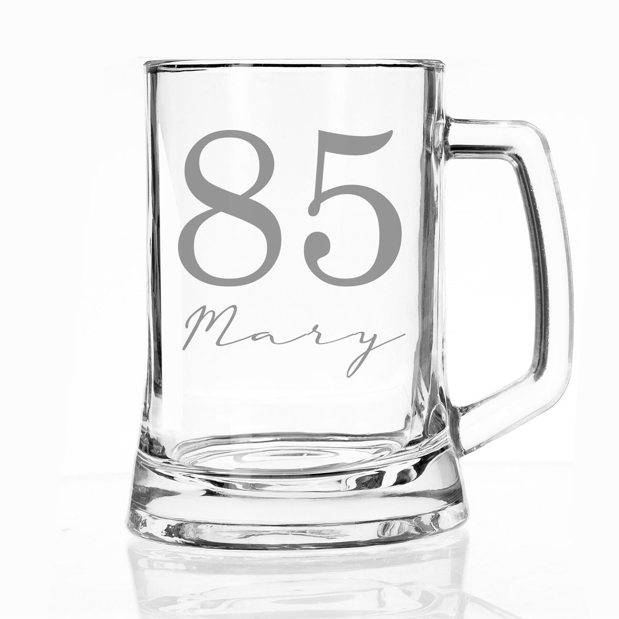 Name and Age Signature Font Engraved Beer Stein – Personalised Birthday Gift