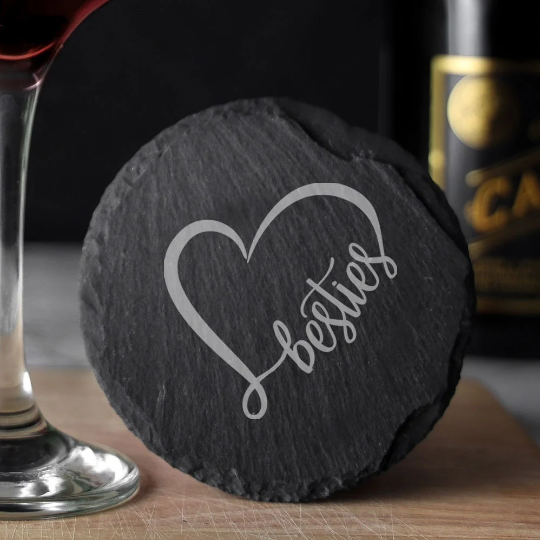 Besties Engraved Wine Glass and/or Coaster Set  - Always Looking Good - Round Coaster Only  