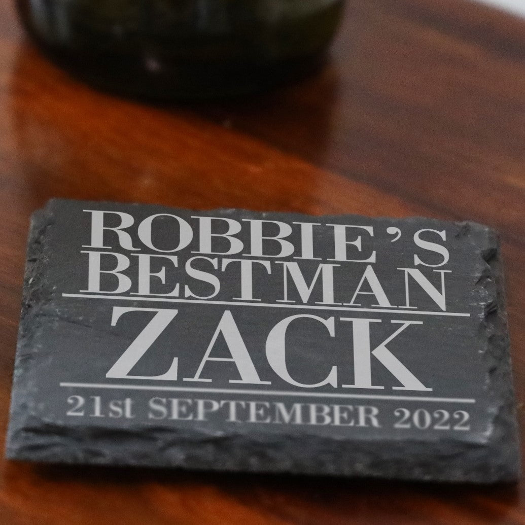 Personalised Best Man Engraved Whisky Glass and/or Coaster Set  - Always Looking Good - Square Coaster On Its Own  