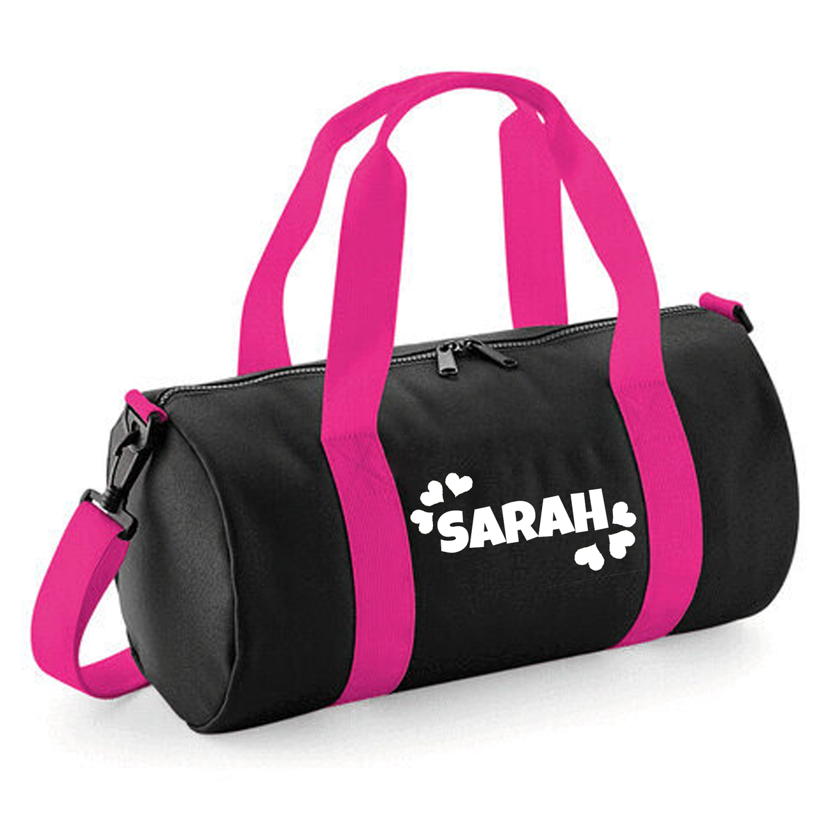 Personalised Name & Hearts Barrel Bag | Kids Holdall with Name