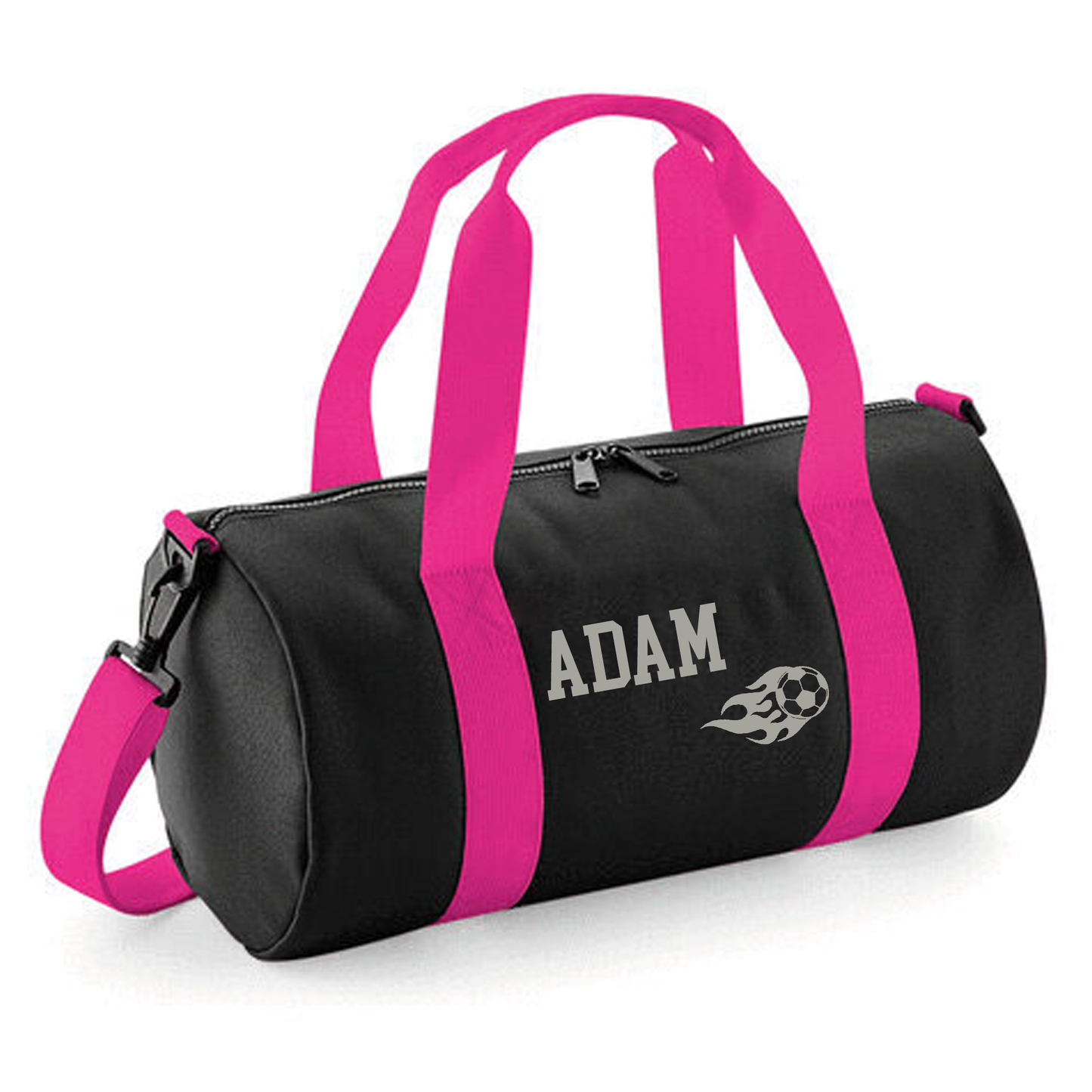 Personalised Flaming Football Barrel Bag - Lightweight Holdall for Kid