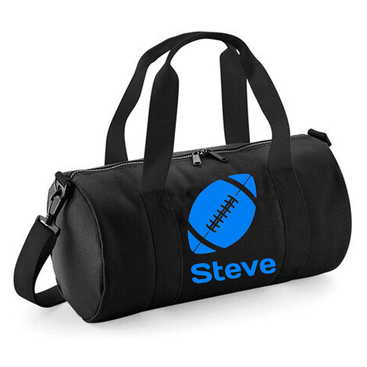 Personalised Rugby Ball Barrel Bag | Kids Sports Holdall with Name