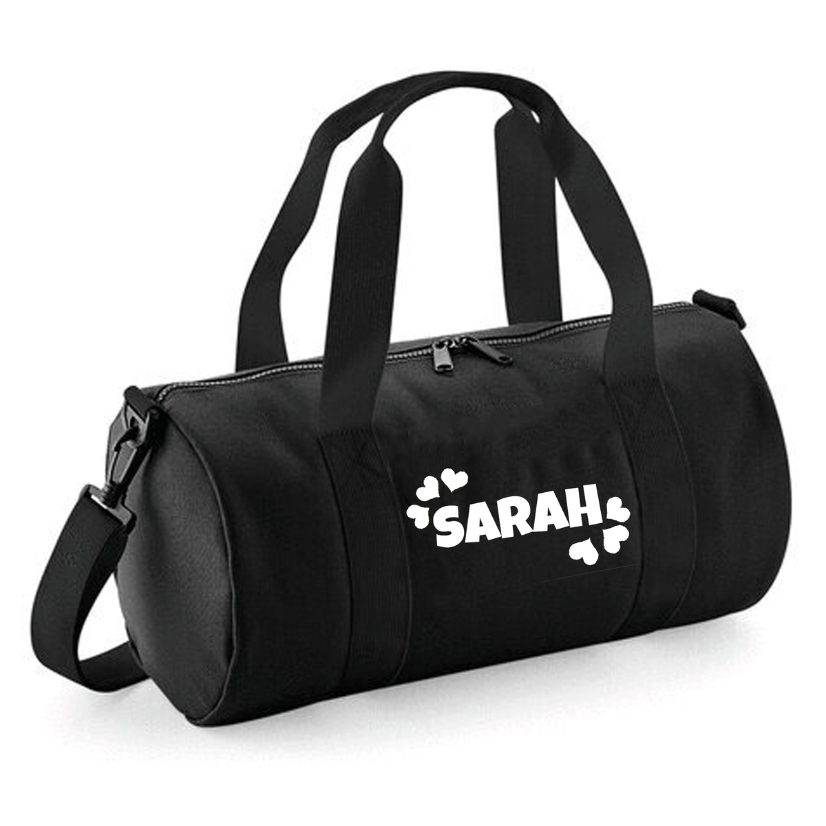 Personalised Name & Hearts Barrel Bag | Kids Holdall with Name