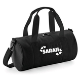 Personalised Name & Hearts Barrel Bag | Kids Holdall with Name