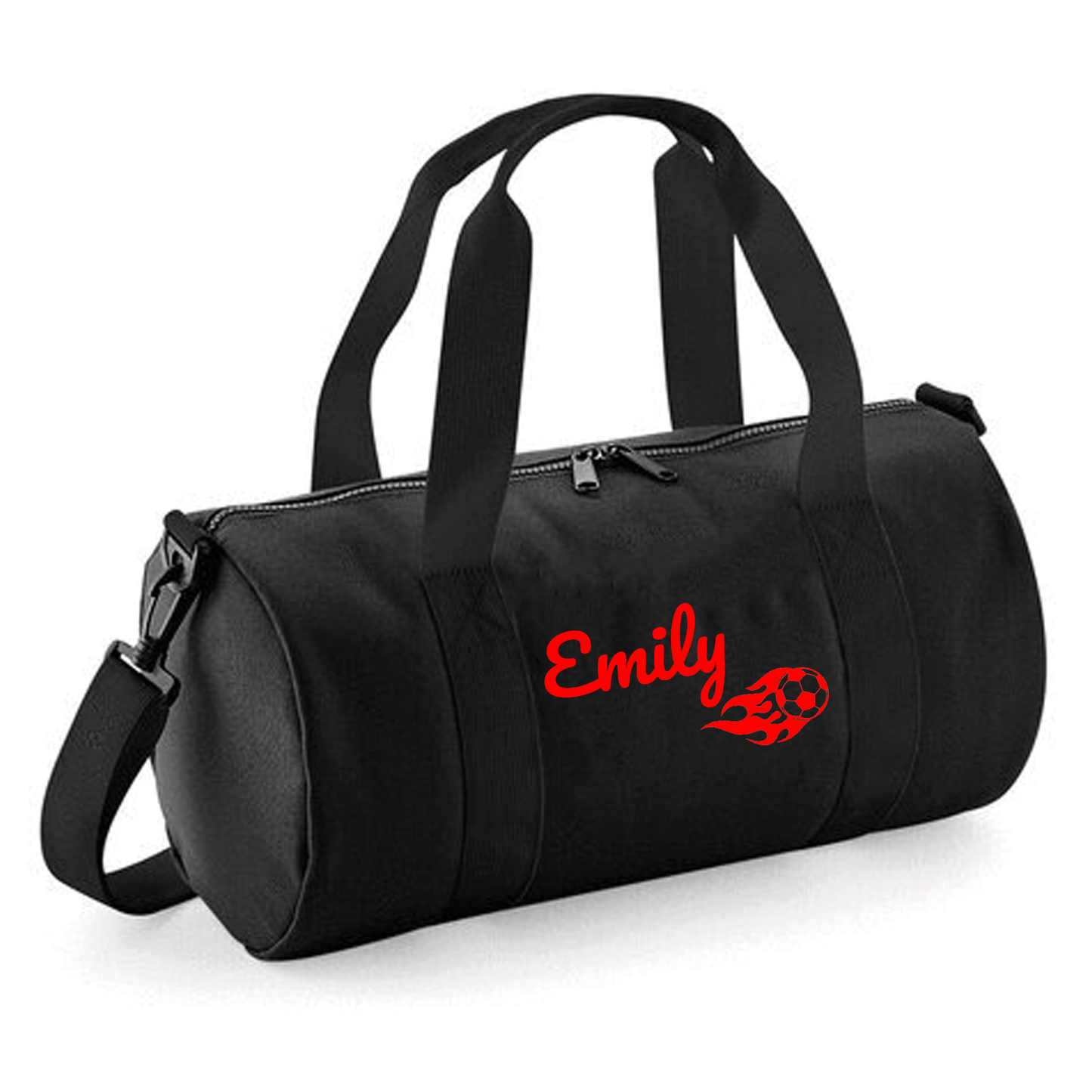 Personalised Flaming Football Barrel Bag - Lightweight Holdall for Kid