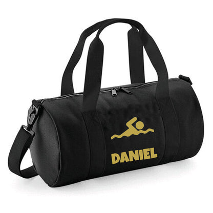 Personalised Swimming Design Barrel Swim Sports Bag with Childs Name
