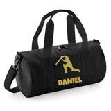 Personalised Cricket Design Barrel Bag | Kids Sports Holdall with Name