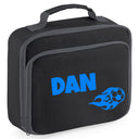 Personalised Lunch Bag with Football Design Childs School Lunch Box  - Always Looking Good - Black Flaming Ball 