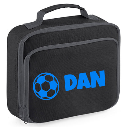 Kids Personalised Lunch Bag With Name in Football Design  - Always Looking Good -   - Black Football 