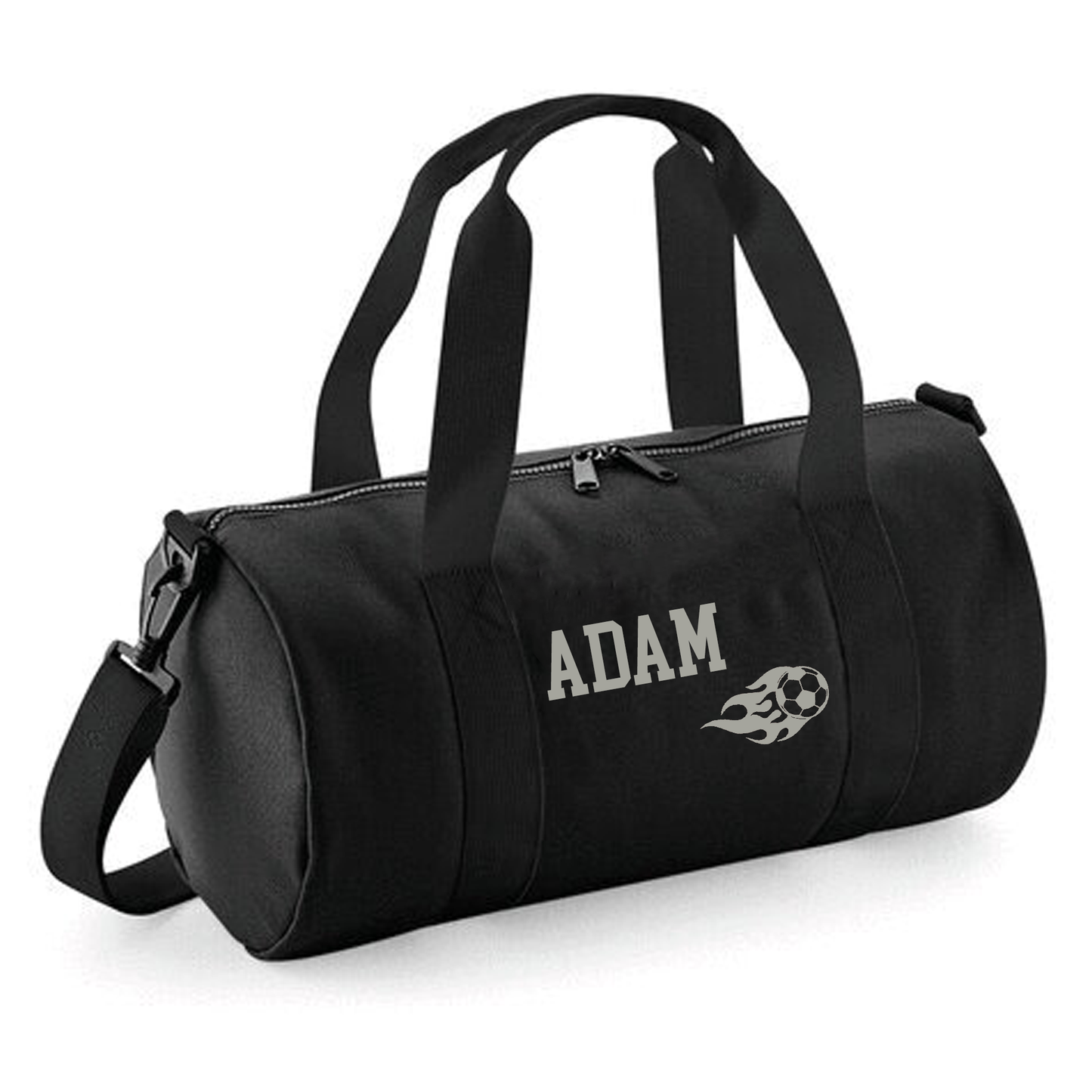 Personalised Flaming Football Barrel Bag - Lightweight Holdall for Kid