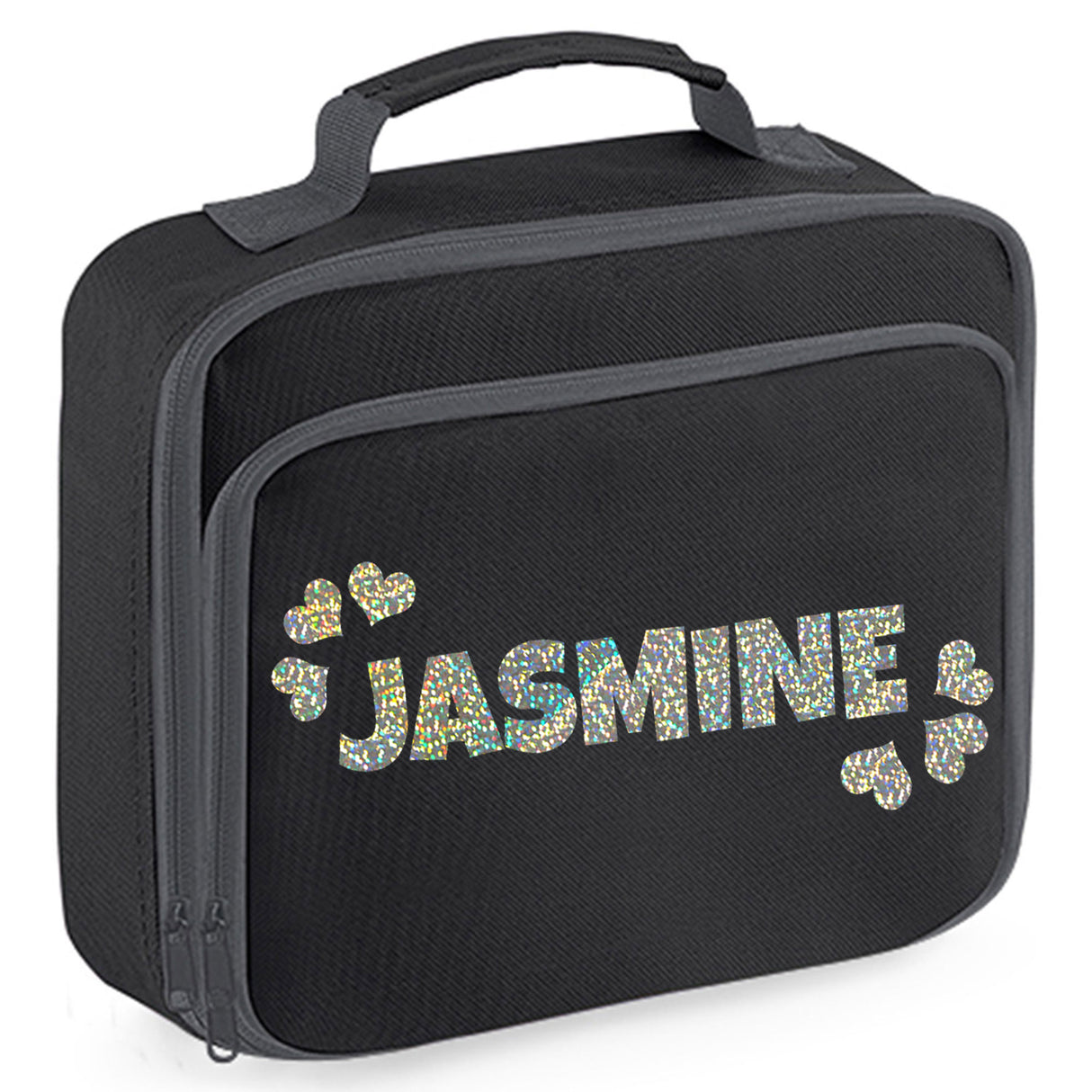 Personalised Childrens Lunch Bag in Heart-themed Design  - Always Looking Good -   - Black  