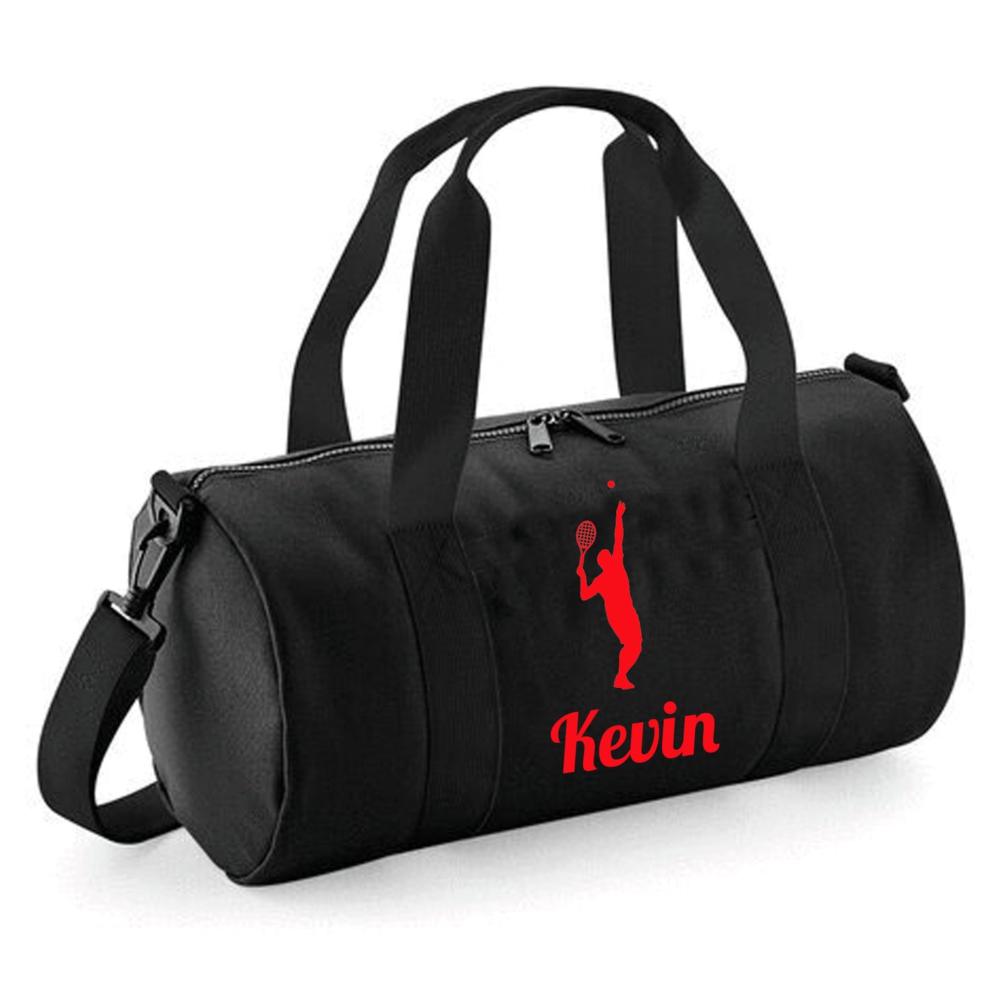 Personalised Male Tennis Player Barrel Bag 12L, Sports Kids Holdall