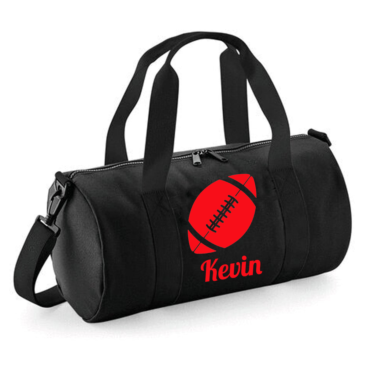 Personalised Rugby Ball Barrel Bag | Kids Sports Holdall with Name