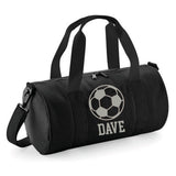 Personalised Football Design Barrel Bag | Kids Sports Holdall with Name