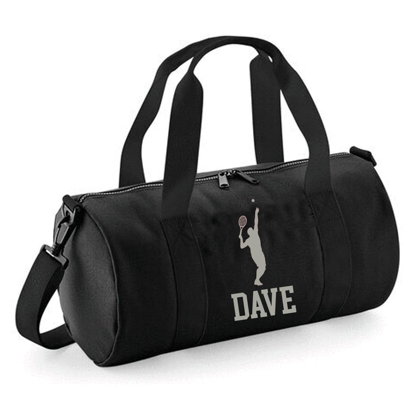 Personalised Male Tennis Player Barrel Bag 12L, Sports Kids Holdall