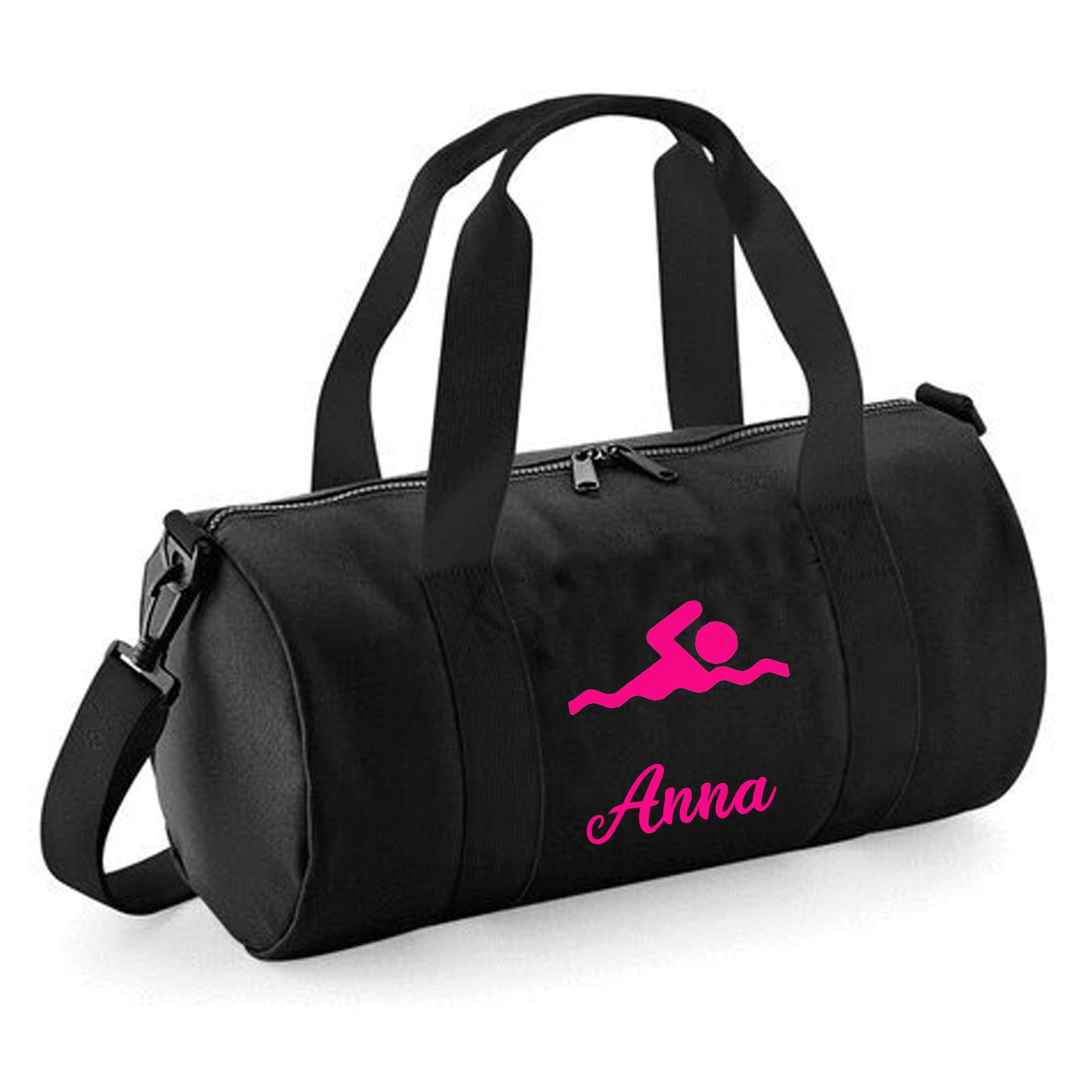 Personalised Swimming Design Barrel Swim Sports Bag with Childs Name
