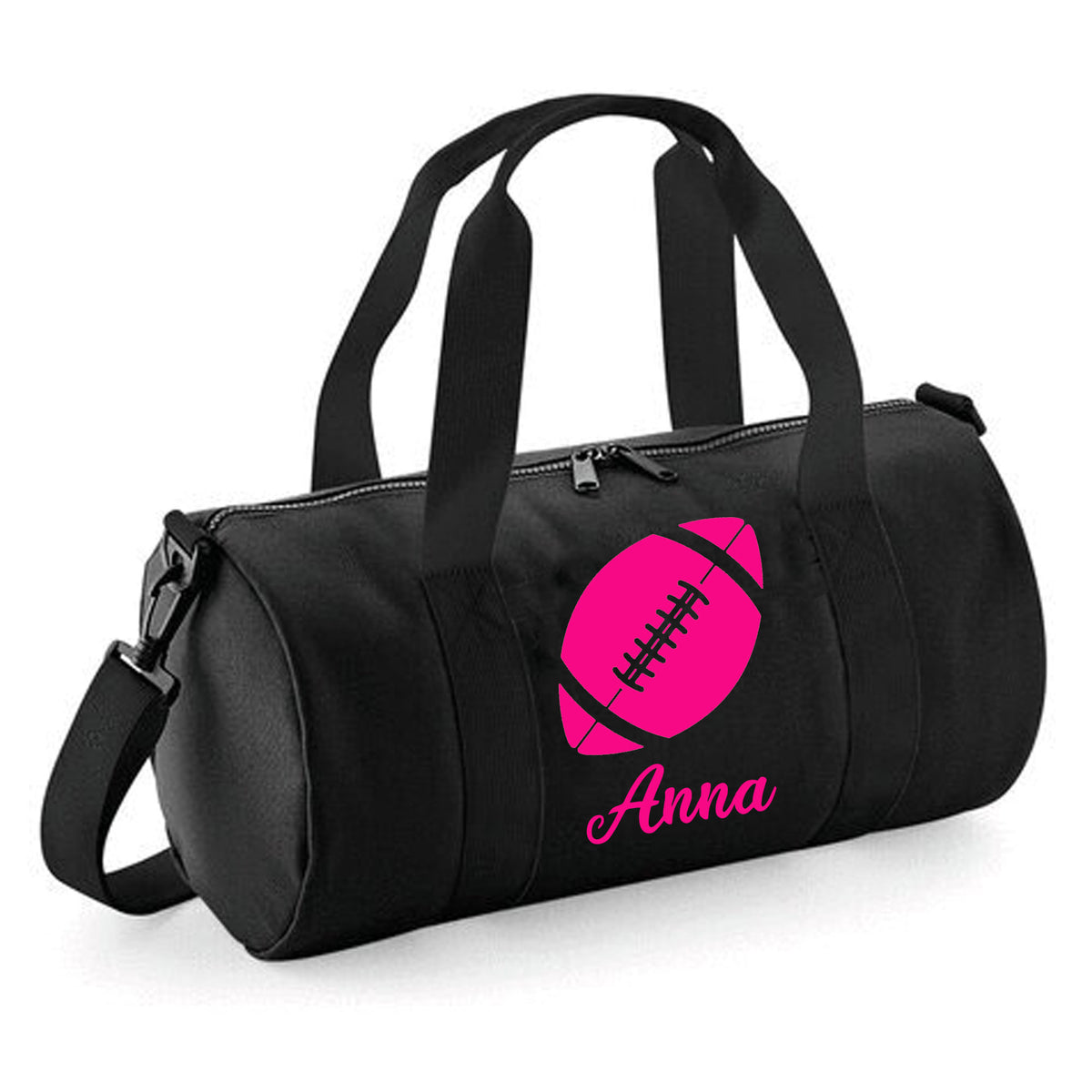 Personalised Rugby Ball Barrel Bag | Kids Sports Holdall with Name