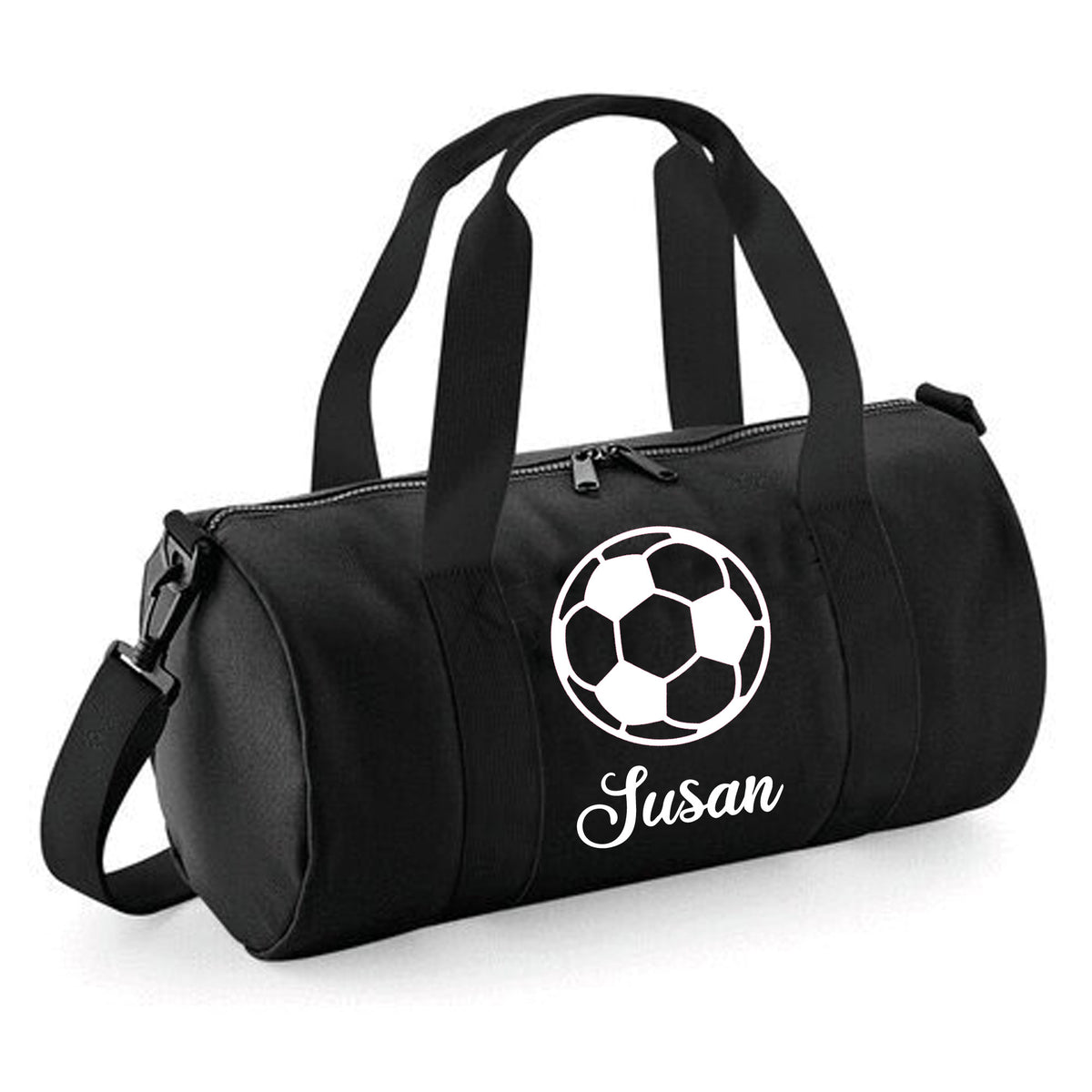 Personalised Football Design Barrel Bag | Kids Sports Holdall with Name