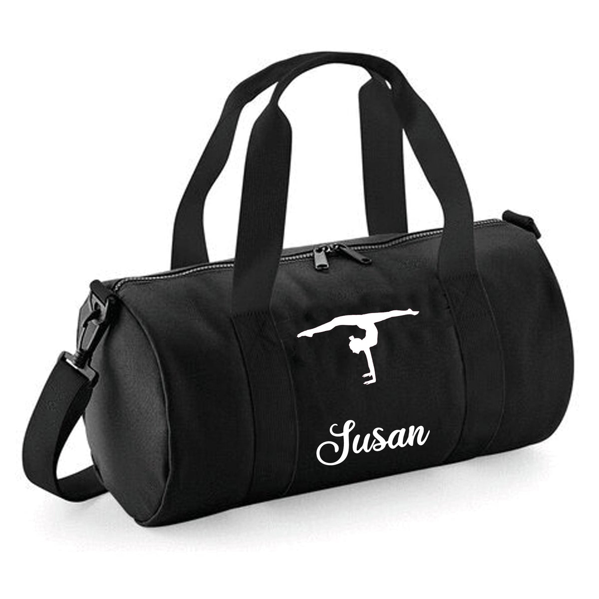 Personalised Gymnastics Girls Split Barrel Bag | Kids Gym Holdall with Name