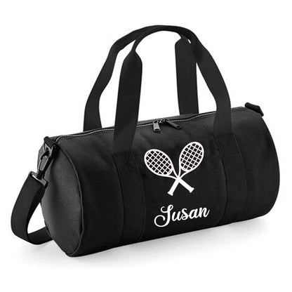 Personalised Tennis Design Barrel Sports Bag With Players Name