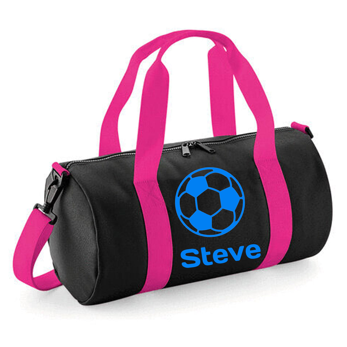 Personalised Football Design Barrel Bag | Kids Sports Holdall with Name