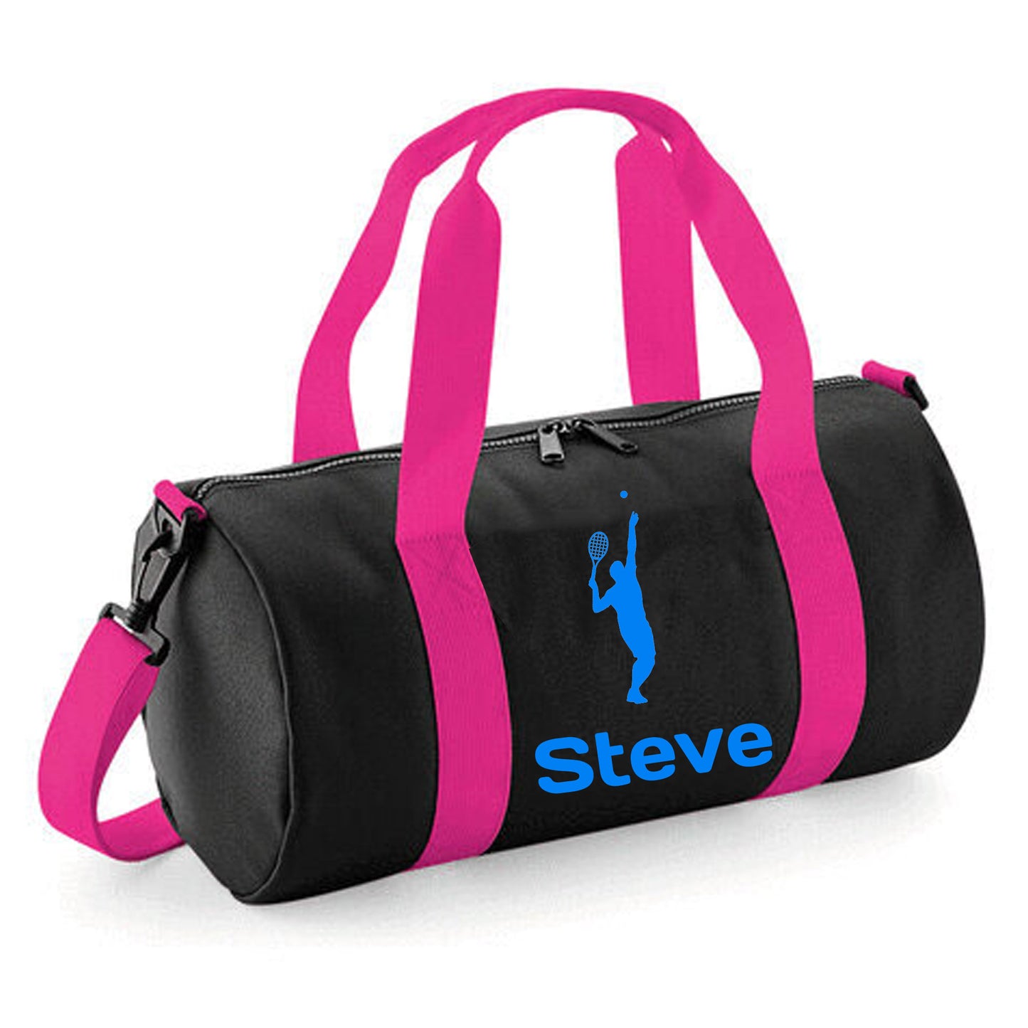 Personalised Male Tennis Player Barrel Bag 12L, Sports Kids Holdall