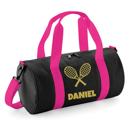 Personalised Tennis Design Barrel Sports Bag With Players Name