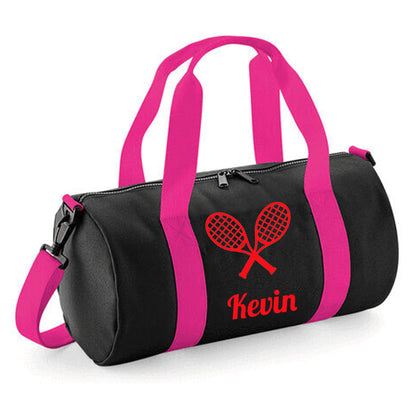 Personalised Tennis Design Barrel Sports Bag With Players Name