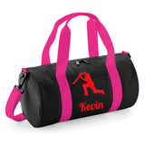 Personalised Cricket Design Barrel Bag | Kids Sports Holdall with Name