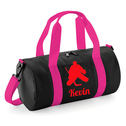Personalised Ice Hockey Barrel Bag, Stylish Holdall for Kids