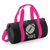 Personalised Rugby Ball Barrel Bag | Kids Sports Holdall with Name