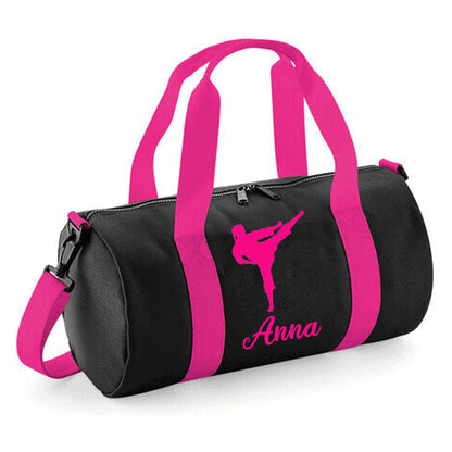 Personalised Karate Kick Design Barrel Bag for kids