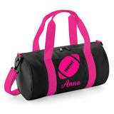 Personalised Rugby Ball Barrel Bag | Kids Sports Holdall with Name