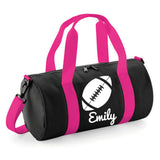 Personalised Rugby Ball Barrel Bag | Kids Sports Holdall with Name
