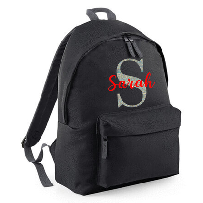 Personalised Name & Initial Backpack, Kids Rucksack with Name & Design