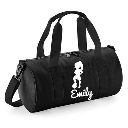 Personalised Girl Footballer Barrel Bag 12L - Lightweight Holdall for Kid