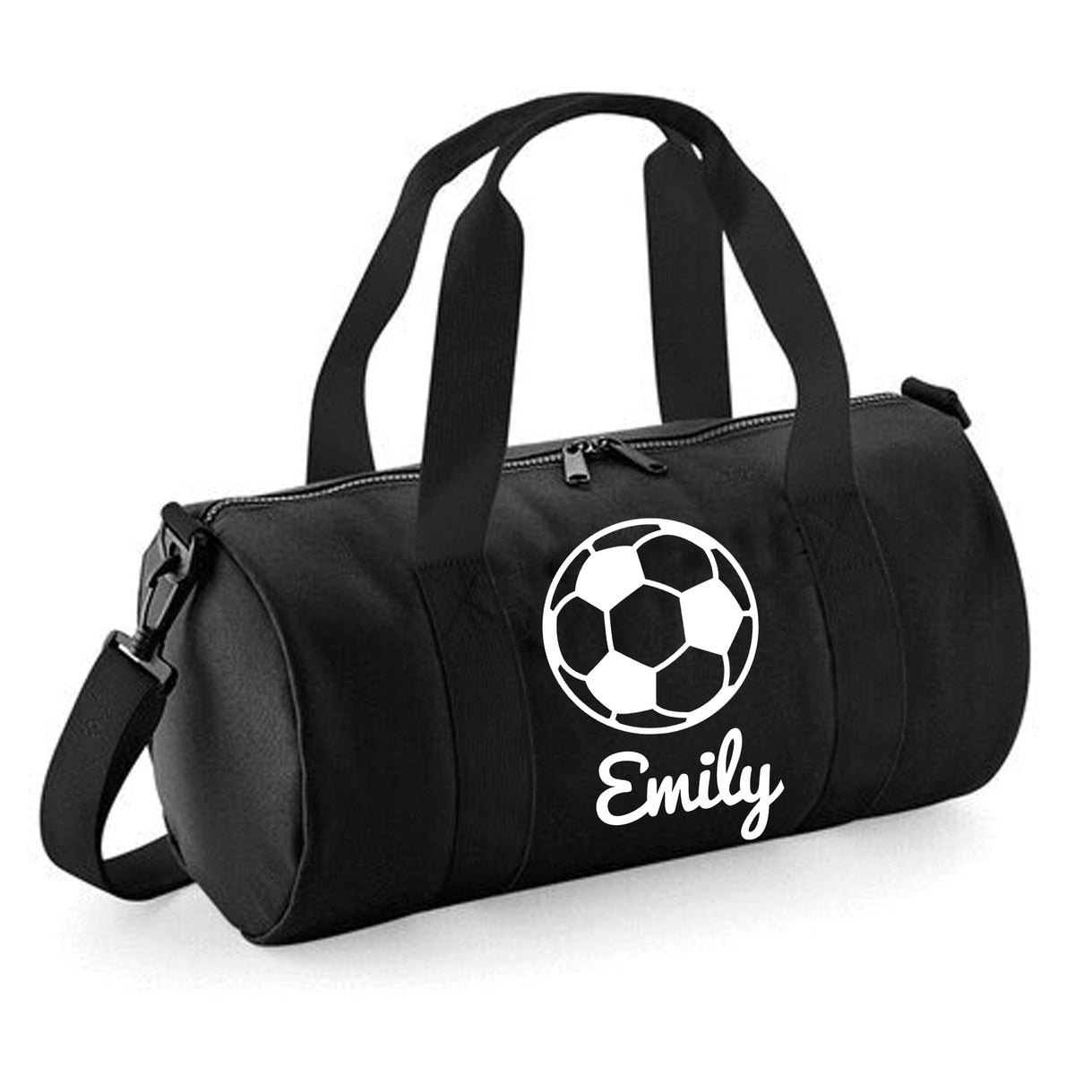 Personalised Football Design Barrel Bag | Kids Sports Holdall with Name