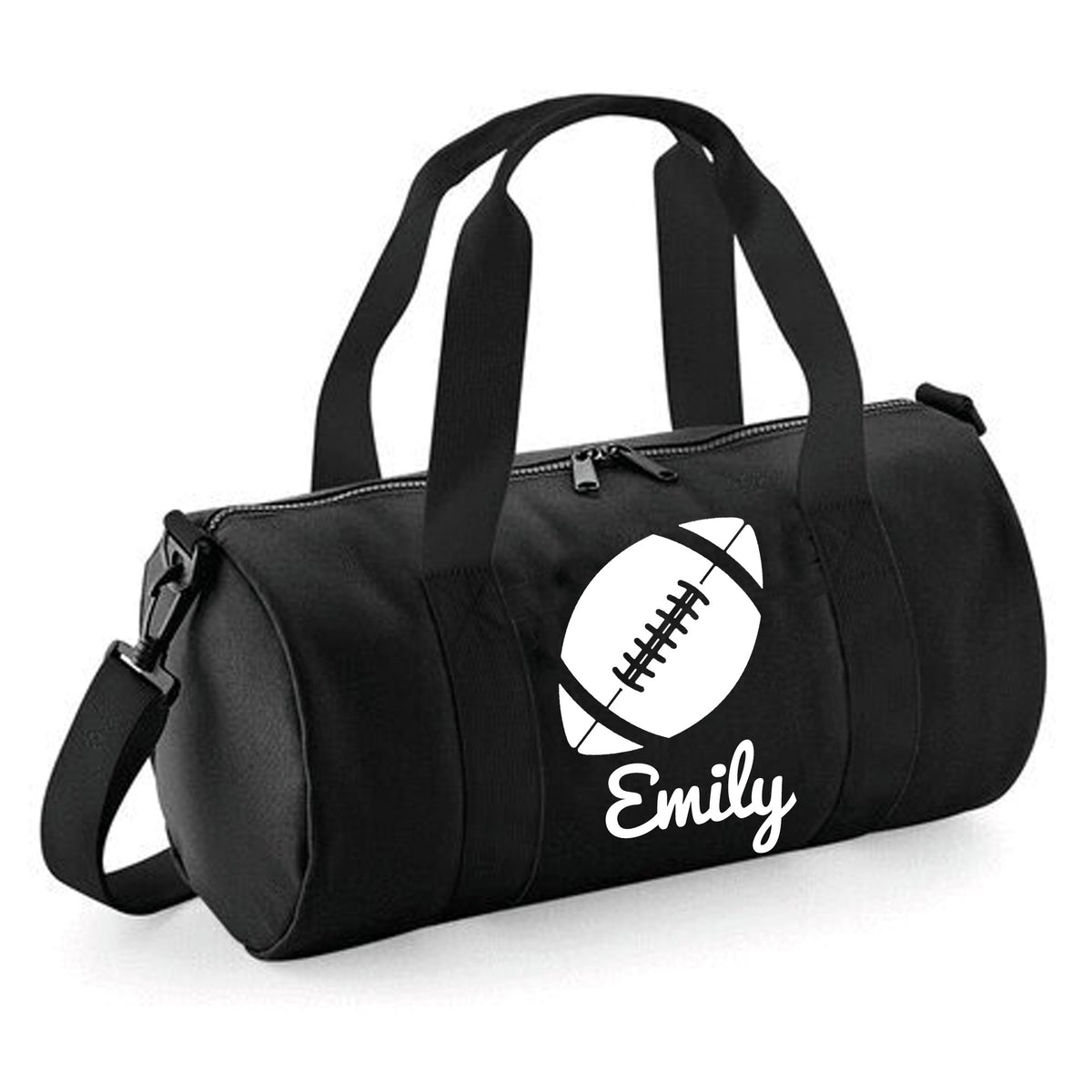 Personalised Rugby Ball Barrel Bag | Kids Sports Holdall with Name