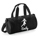 Personalised Female Rugby Player Barrel Bag | Kids Sports Holdall with Name